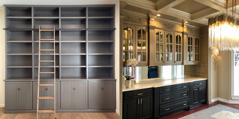 Painted built-in bookcase and cabinets