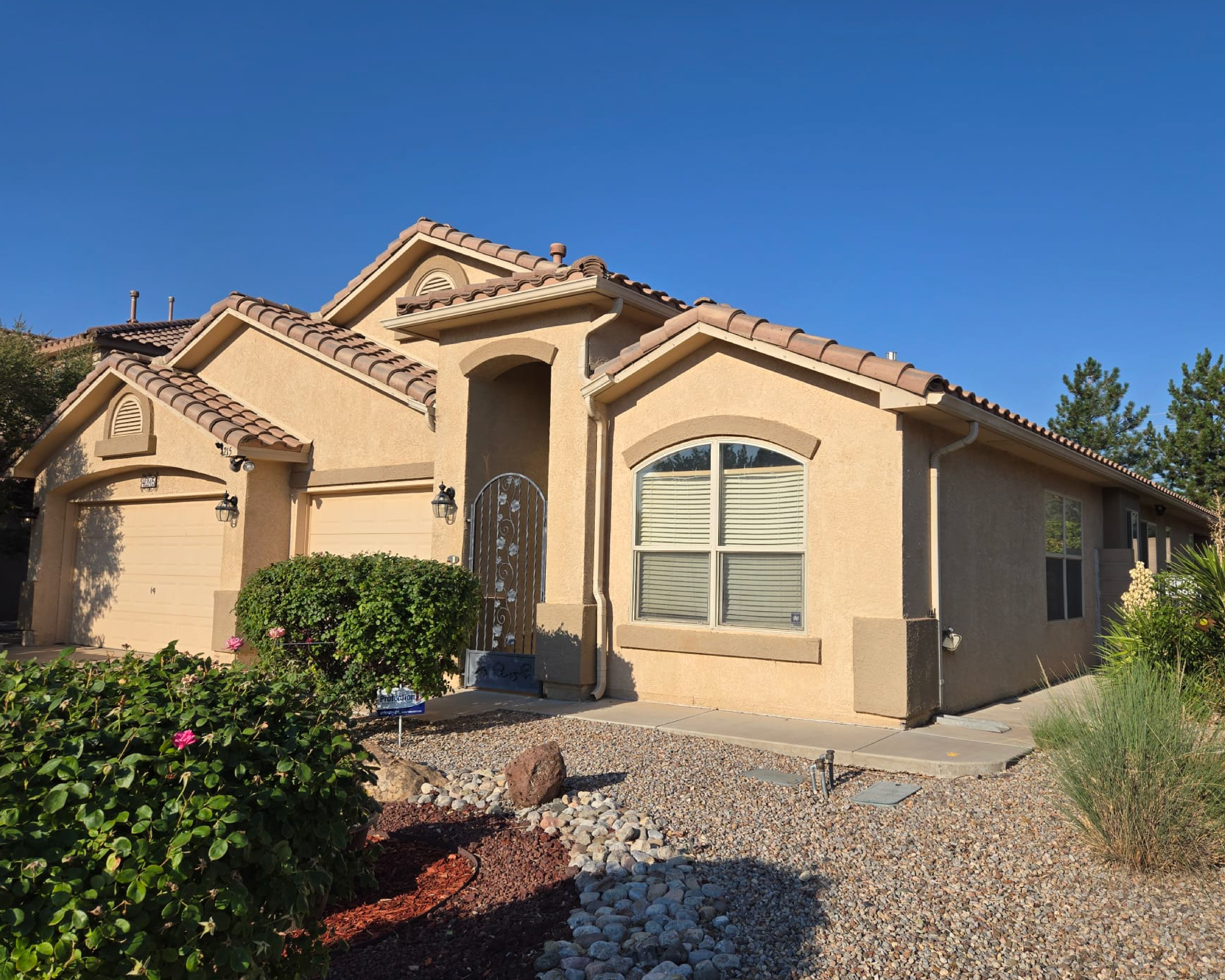 Exterior of stucco home